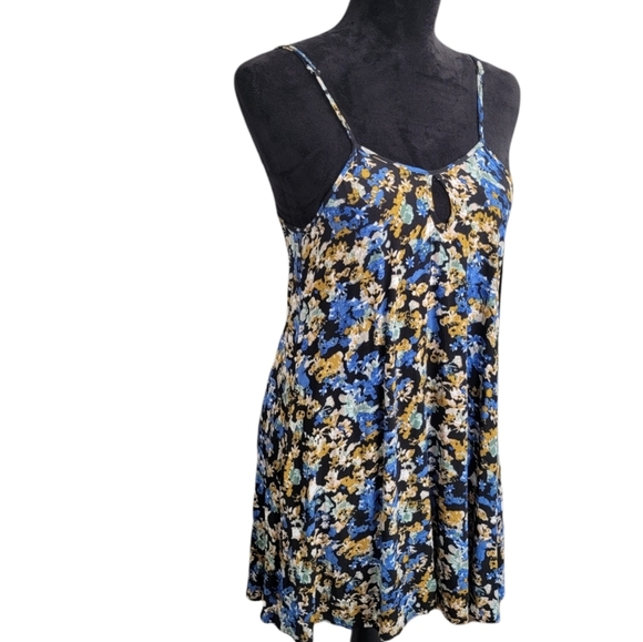 For Love & Lemons Watercolor Floral Keyhole Swing Dress Size Small - Picture 6 of 10